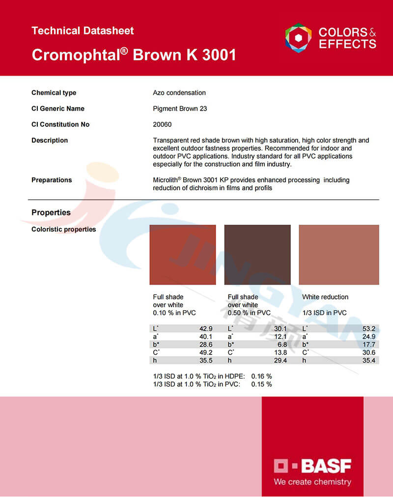 巴斯夫K3001顏料棕TDS報告