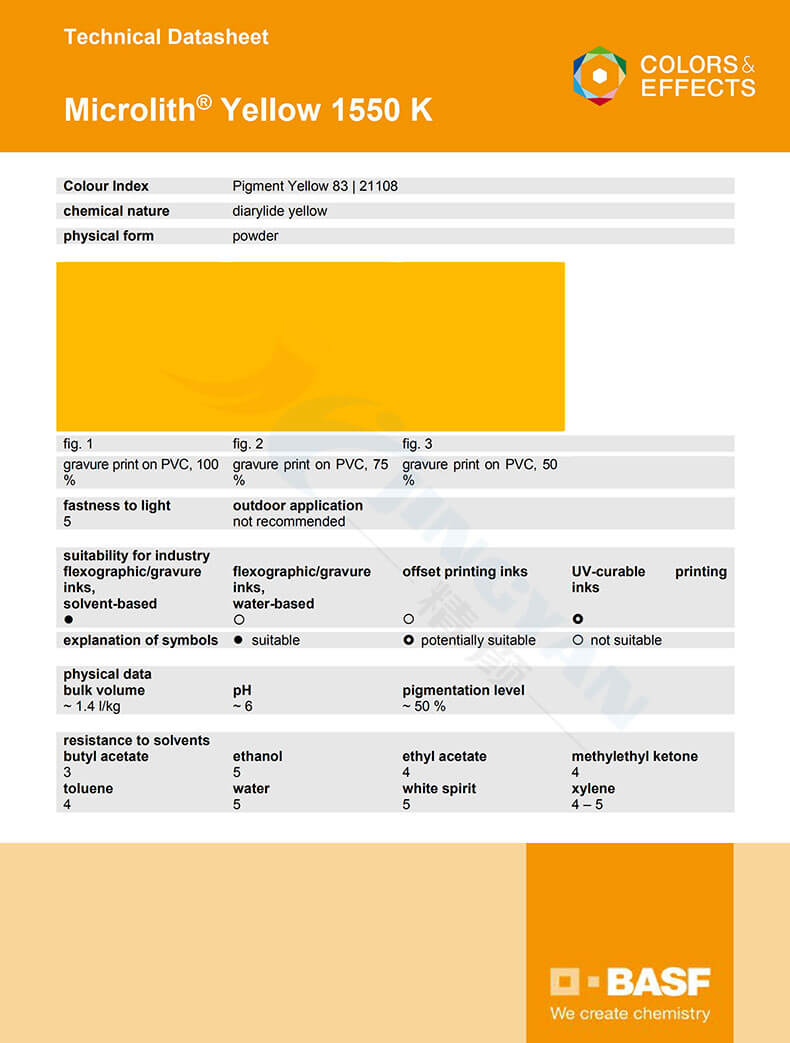 巴斯夫1550K納米顏料黃TDS數(shù)據(jù)報(bào)告