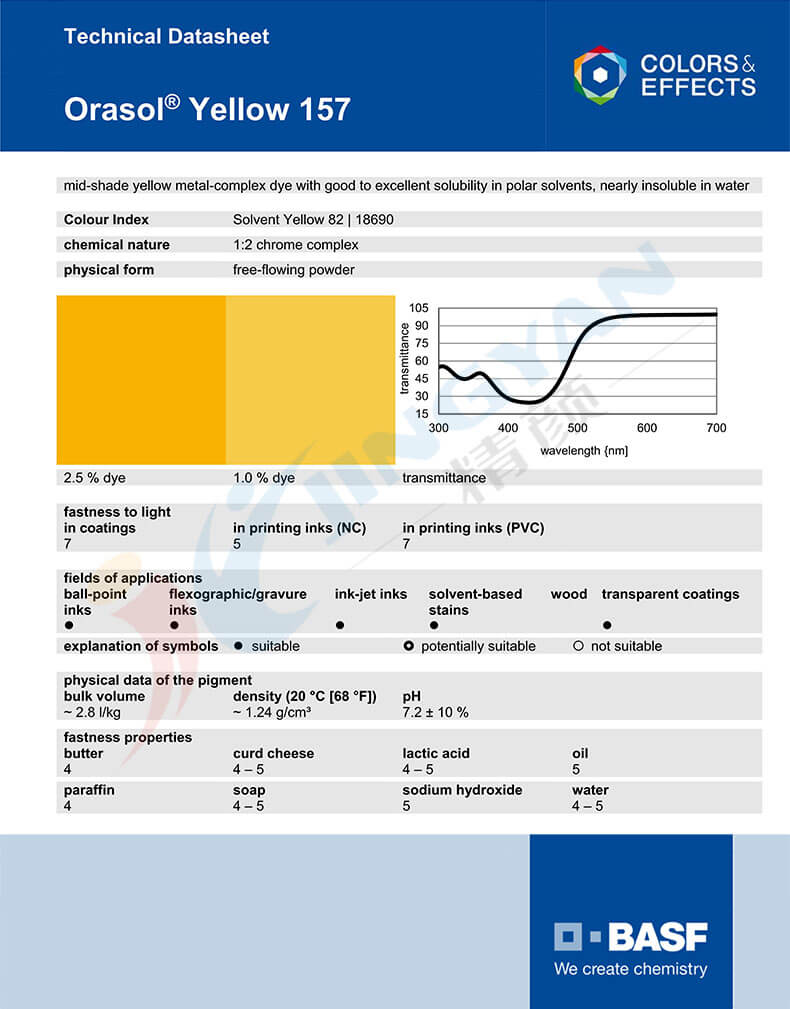 巴斯夫157黃金屬絡合染料技術說明書