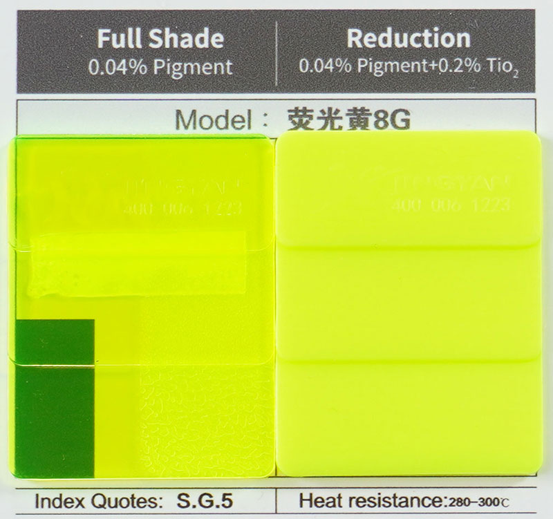潤巴熒光染料溶劑綠5色卡實(shí)拍圖
