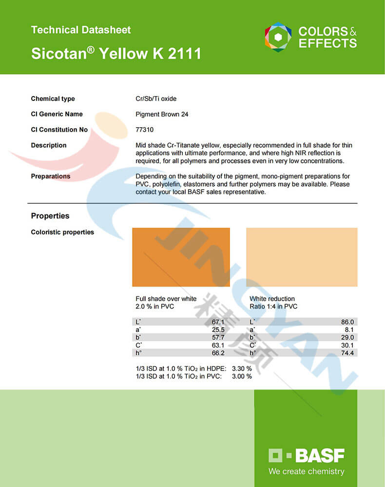 巴斯夫鈦鉻棕K2111近紅外反射顏料TDS技術(shù)報告